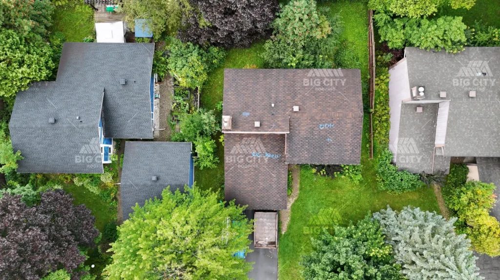 Kanata house with the old shingle roof before replacement, aerial view